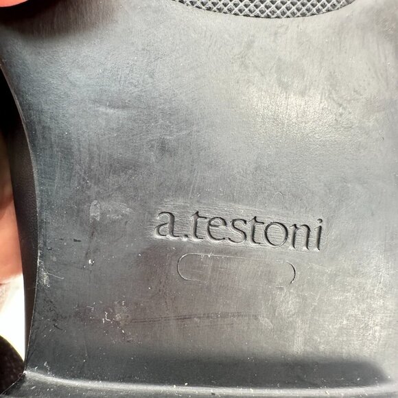 A. Testoni Men Size 10.5 Black Leather Plain Toe Lace Up Ankle Boot - Picture 12 of 13